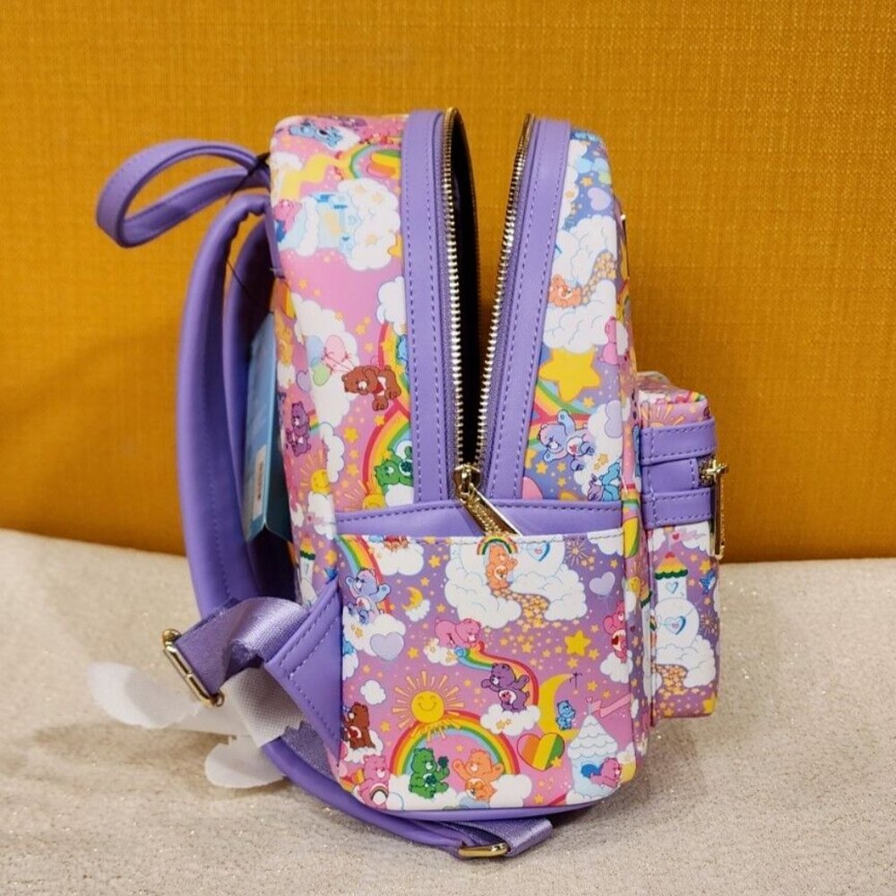 Loungefly Care Bears Purple Sunshine Rainbow AOP Mini Backpack NEW - Picture 12 of 13